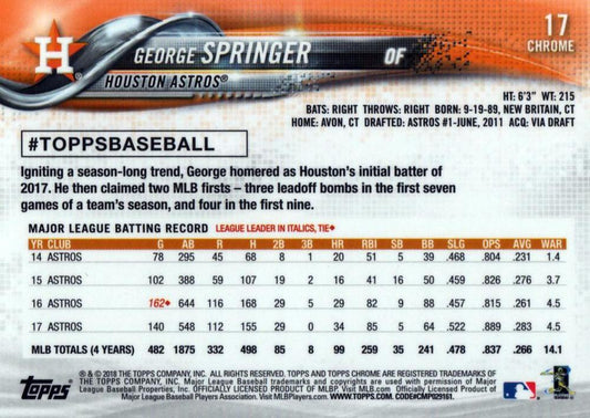 2018 Topp Chrome George Springer #17 Ho#USton Astros