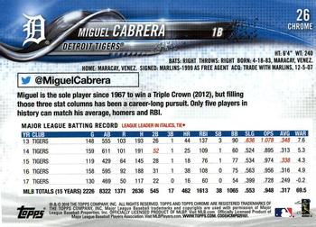 2018 Topp Chrome Miguel Cabrera #26 Detroit Tigers