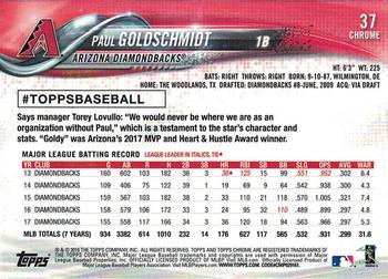 2018 Topp Chrome Paul Goldschmidt #37 Arizona Diamondbacks
