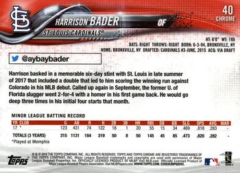 2018 Topp Chrome Harrison Bader RC #40 St. Louis Cardinals