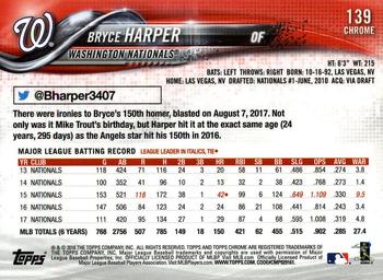 2018 Topp Chrome Bryce Harper #139 Washington Nationals