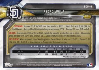 2018 Bowman Chrome Prospects Pedro Avila BCP40 San Diego Padres