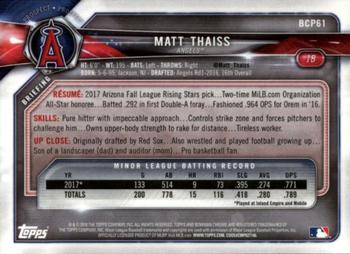 2018 Bowman Chrome Prospects Matt Thaiss BCP61 Los Angeles Angels