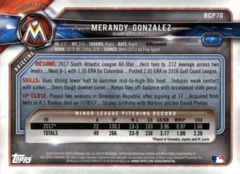 2018 Bowman Chrome Prospects Merandy Gonzalez BCP70 Miami Marlins