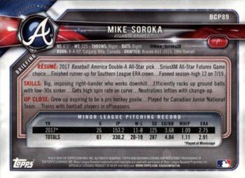 2018 Bowman Chrome Prospects Mike Soroka BCP89 Atlanta Braves