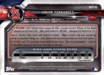 2018 Bowman Chrome Prospects Junior Fernandez BCP96 St. Louis Cardinals
