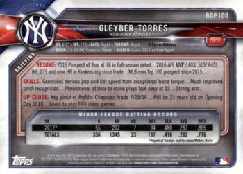 2018 Bowman Chrome Prospects Gleyber Torres BCP100 New York Yankees