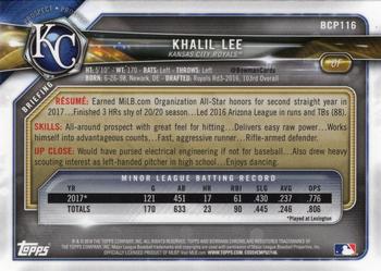 2018 Bowman Chrome Prospects Khalil Lee BCP116 Kansas City Royals