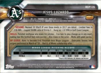 2018 Bowman Chrome Prospects Jesus Luzardo BCP126 Oakland Athletics