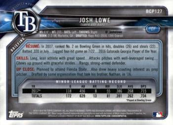 2018 Bowman Chrome Prospects Josh Lowe BCP127 Tampa Bay Rays