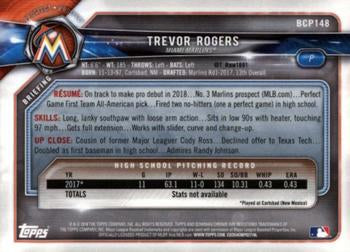 2018 Bowman Chrome Prospects Trevor Rogers BCP148 Miami Marlins