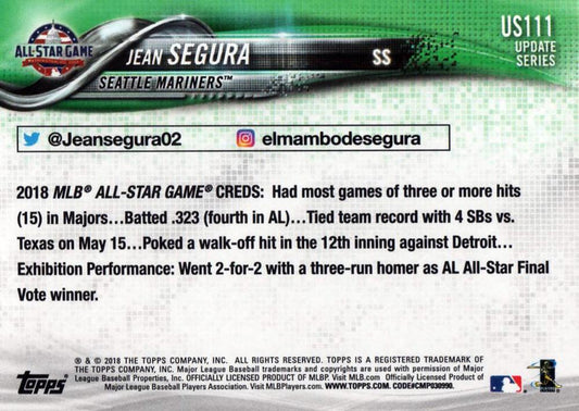 2018 Topps Update Jean Segura ASG #US111 Seattle Mariners