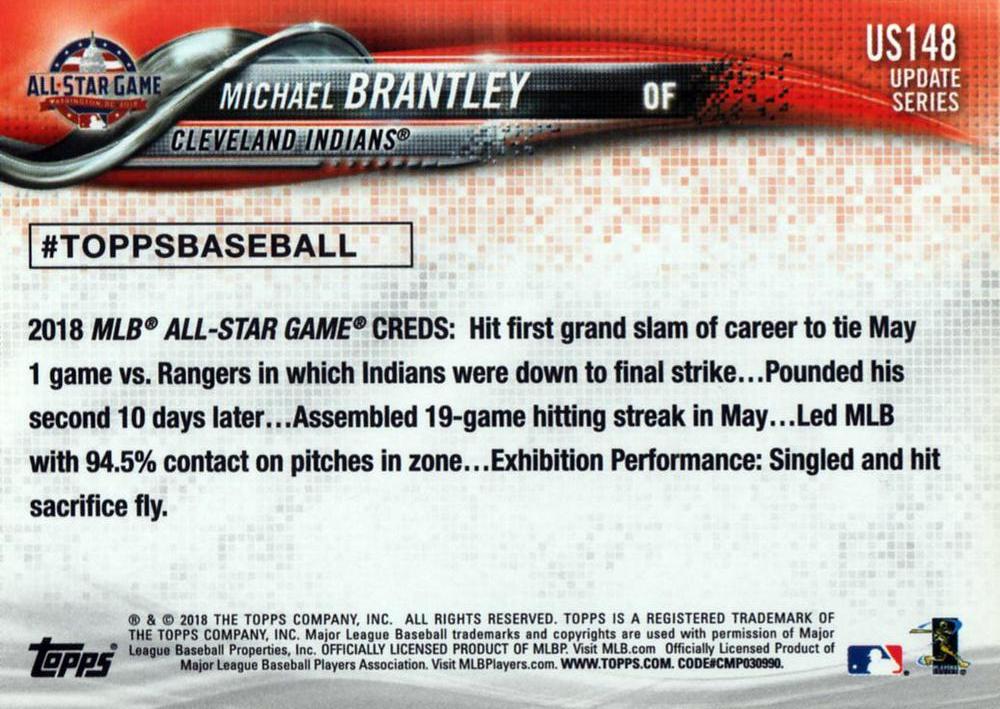 2018 Topps Update Michael Brantley ASG #US148 Cleveland Indians