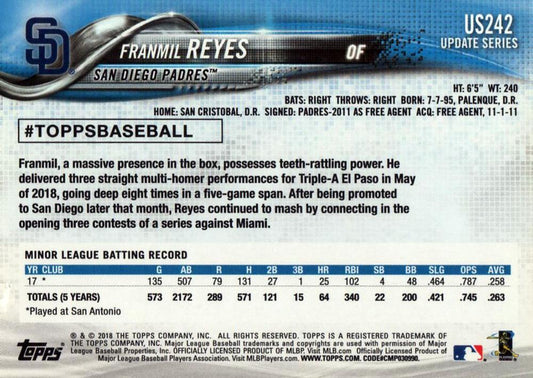 2018 Topps Update Franmil Reyes RC #US242 San Diego Padres
