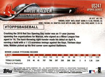 2018 Topps Update Marc#US Walden RC #US247 Boston Red Sox