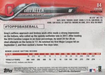 2018 Topp Chrome Pink Refractor Greg Allen RC #84 Cleveland Indians