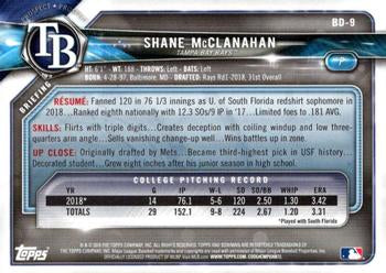 2018 Bowman Draft Shane McClanahan FBC BD-9 Tampa Bay Rays