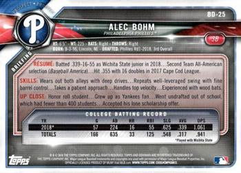 2018 Bowman Draft Alec Bohm FBC BD-25 Philadelphia Phillies