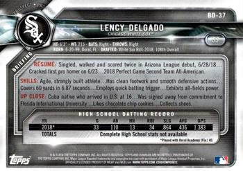 2018 Bowman Draft Lency Delgado FBC BD-37 Chicago White Sox