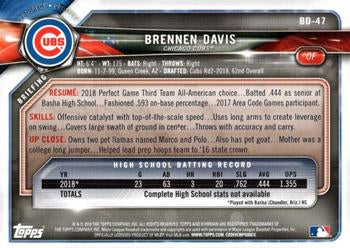 2018 Bowman Draft Brennen Davis FBC BD-47 Chicago Cubs