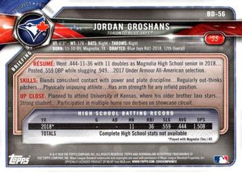 2018 Bowman Draft Jordan Groshans FBC BD-56 Toronto Blue Jays