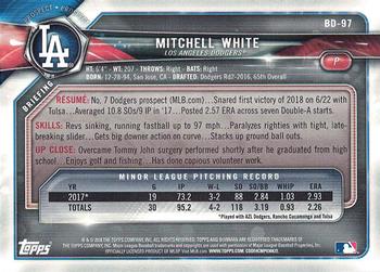 2018 Bowman Draft Mitchell White BD-97 Los Angeles Dodgers