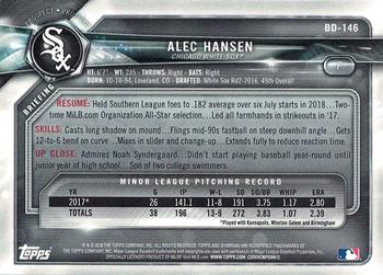 2018 Bowman Draft Alec Hansen BD-146 Chicago White Sox