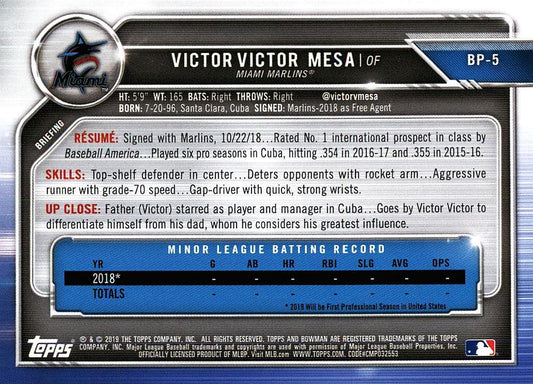 2019 Bowman Prospects Victor Victor Mesa #BP-5 Miami Marlins