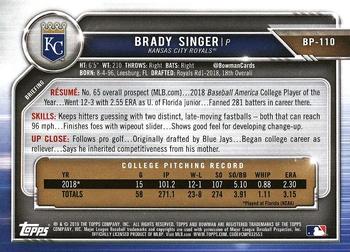 2019 Bowman Prospects Brady Singer #BP-110 Kansas City Royals