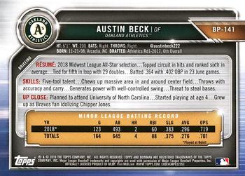 2019 Bowman Prospects A#UStin Beck #BP-141 Oakland Athletics
