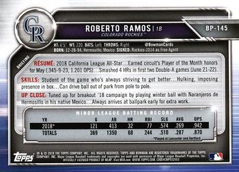 2019 Bowman Prospects Roberto Ramos #BP-145 Colorado Rockies