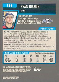 2006 Bowman Draft Picks & Prospects Chrome Futures Game Prospects Ryan Braun FG3 Milwaukee Brewers