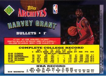 1992-93 Topps Archives Harvey Grant #103 Washington Bullets