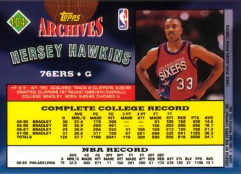 1992-93 Topps Archives Hersey Hawkins #104 Philadelphia 76ers