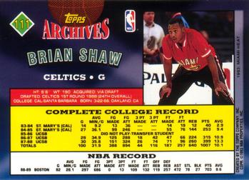 1992-93 Topps Archives Brian Shaw #111 Boston Celtics