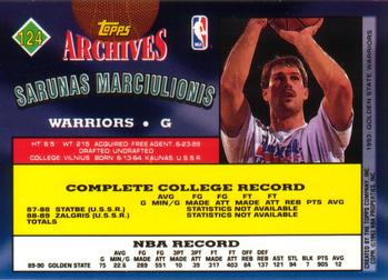 1992-93 Topps Archives Sarunas Marciulionis #124 Golden State Warriors