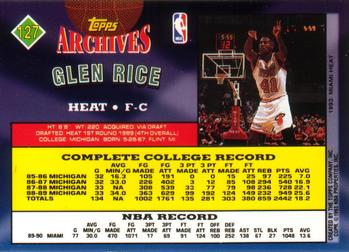 1992-93 Topps Archives Glen Rice #127 Miami Heat