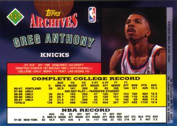 1992-93 Topps Archives Greg Anthony #141 New York Knicks