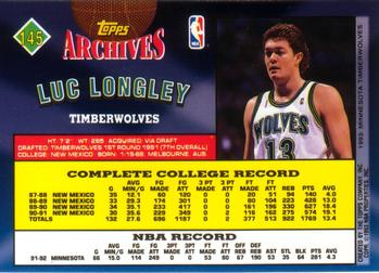 1992-93 Topps Archives Luc Longley #145 Minnesota Timberwolves