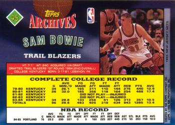 1992-93 Topps Archives Sam Bowie #45 Portland Trail Blazers