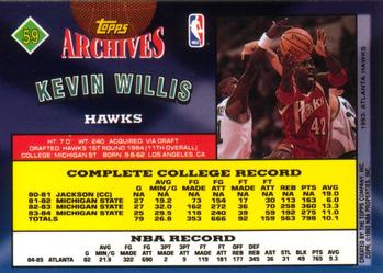 1992-93 Topps Archives Kevin Willis #59 Atlanta Hawks