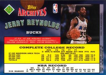 1992-93 Topps Archives Jerry Reynolds #72 Milwaukee Bucks
