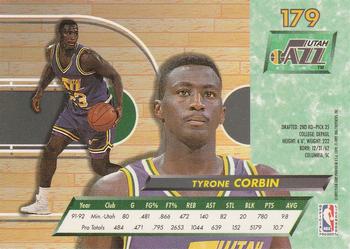 1992-93 Fleer Ultra Tyrone Corbin #179 Utah Jazz