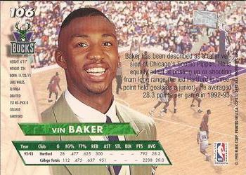 1993-94 Fleer Ultra Vin Baker RC #106 Milwaukee Bucks
