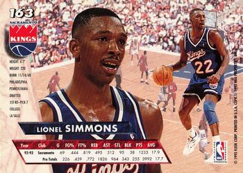 1993-94 Fleer Ultra Lionel Simmons #163 Sacramento Kings