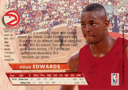 1993-94 Fleer Ultra Doug Edwards RC #3 Atlanta Hawks