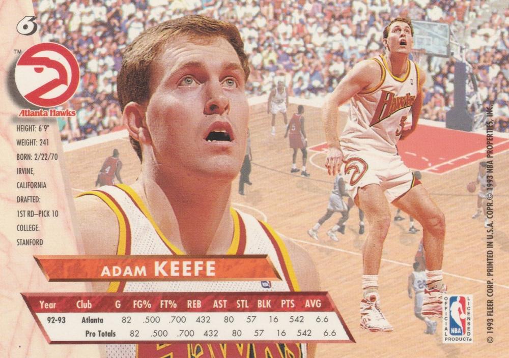 1993-94 Fleer Ultra Adam Keefe #6 Atlanta Hawks