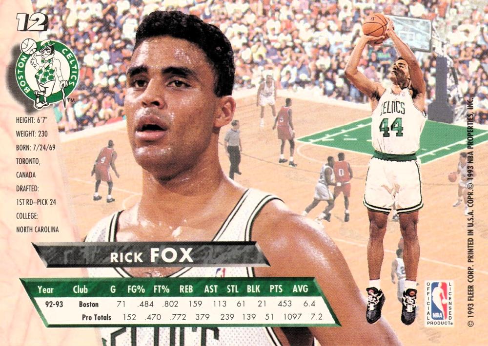 1993-94 Fleer Ultra Rick Fox #12 Boston Celtics