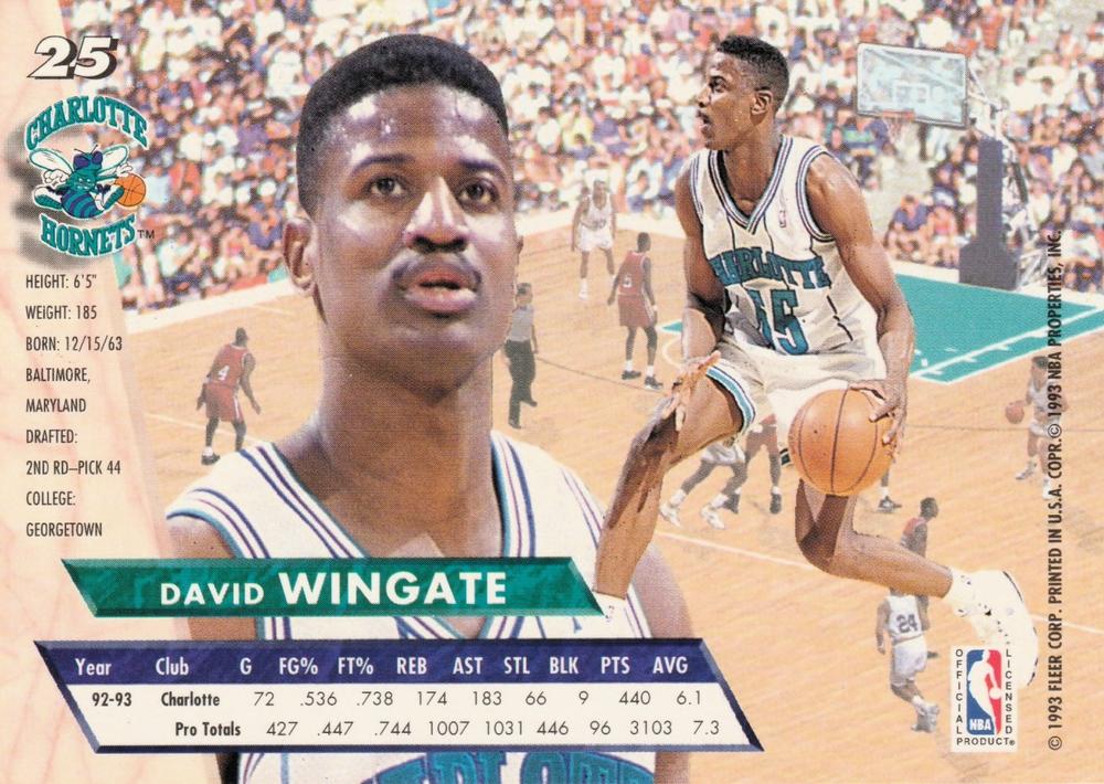 1993-94 Fleer Ultra David Wingate #25 Charlotte Hornets