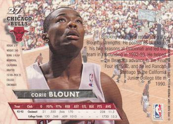 1993-94 Fleer Ultra Corie Blount DPK,RC #27 Chicago Bulls